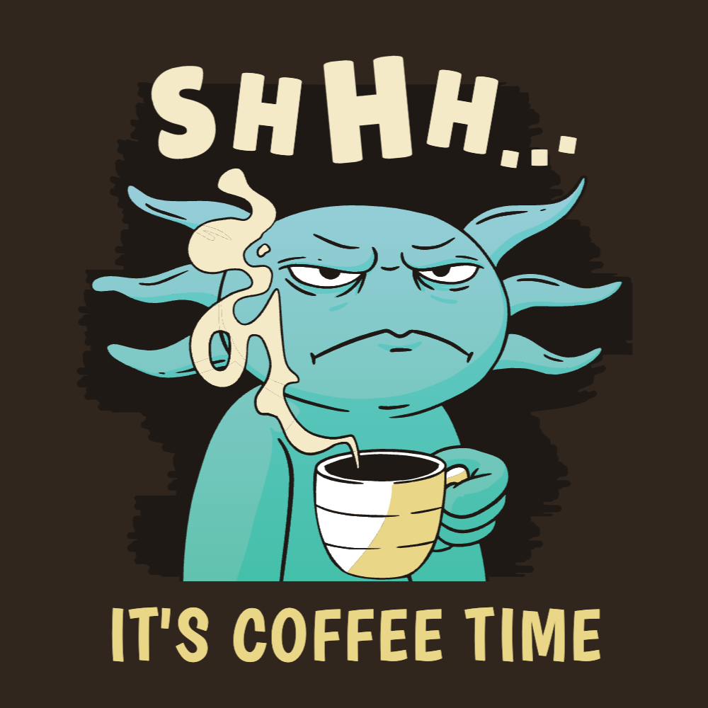 Axolotl with coffee cup editable t-shirt template | Create Merch