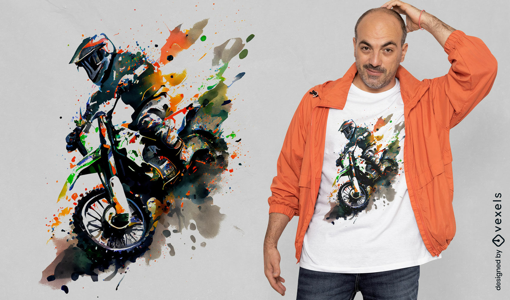 Motocross watercolor t-shirt design