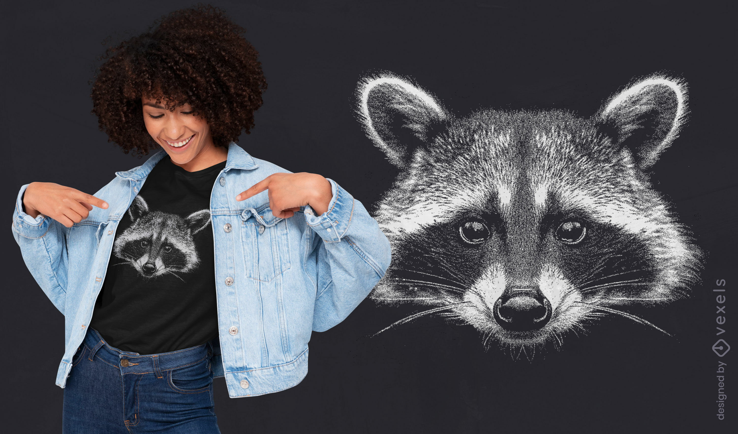 Detailed raccoon portrait t-shirt design