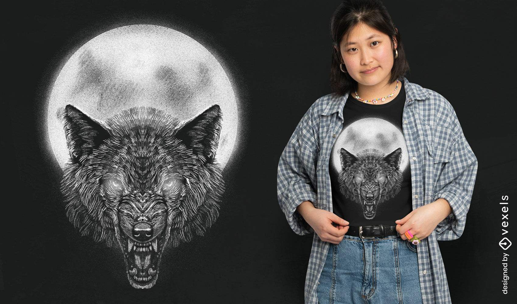 Angry wolf moon t-shirt design