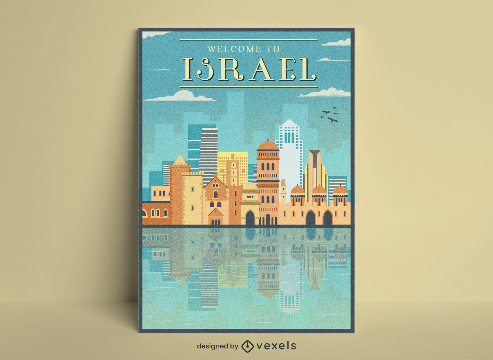 Israel tourism vintage travel poster design