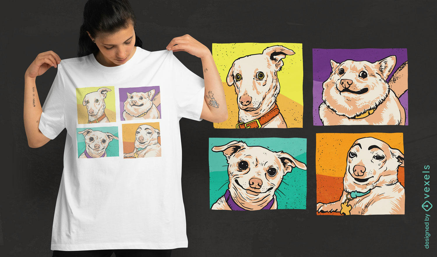 Dog memes collage t-shirt design