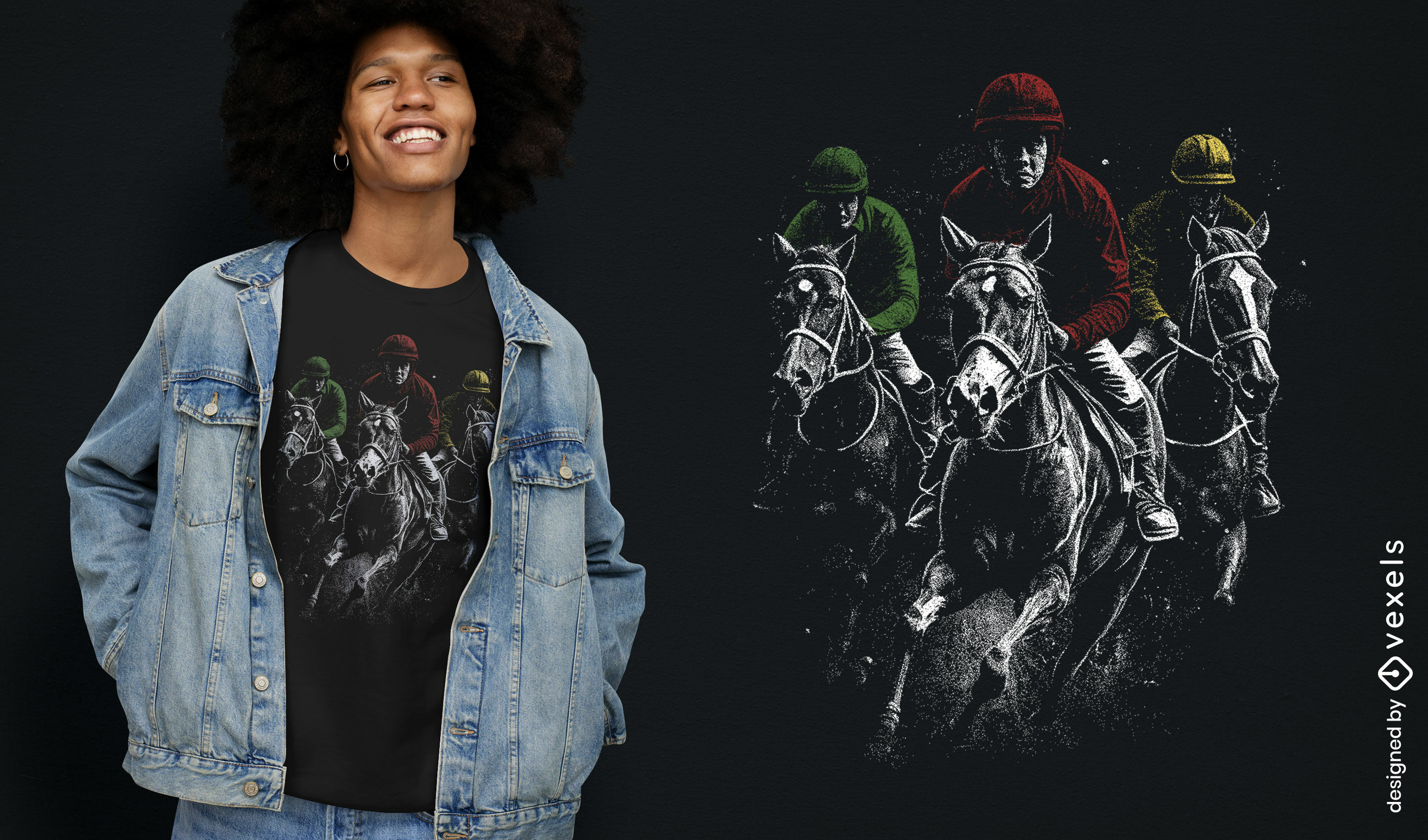 Horse racing action t-shirt design