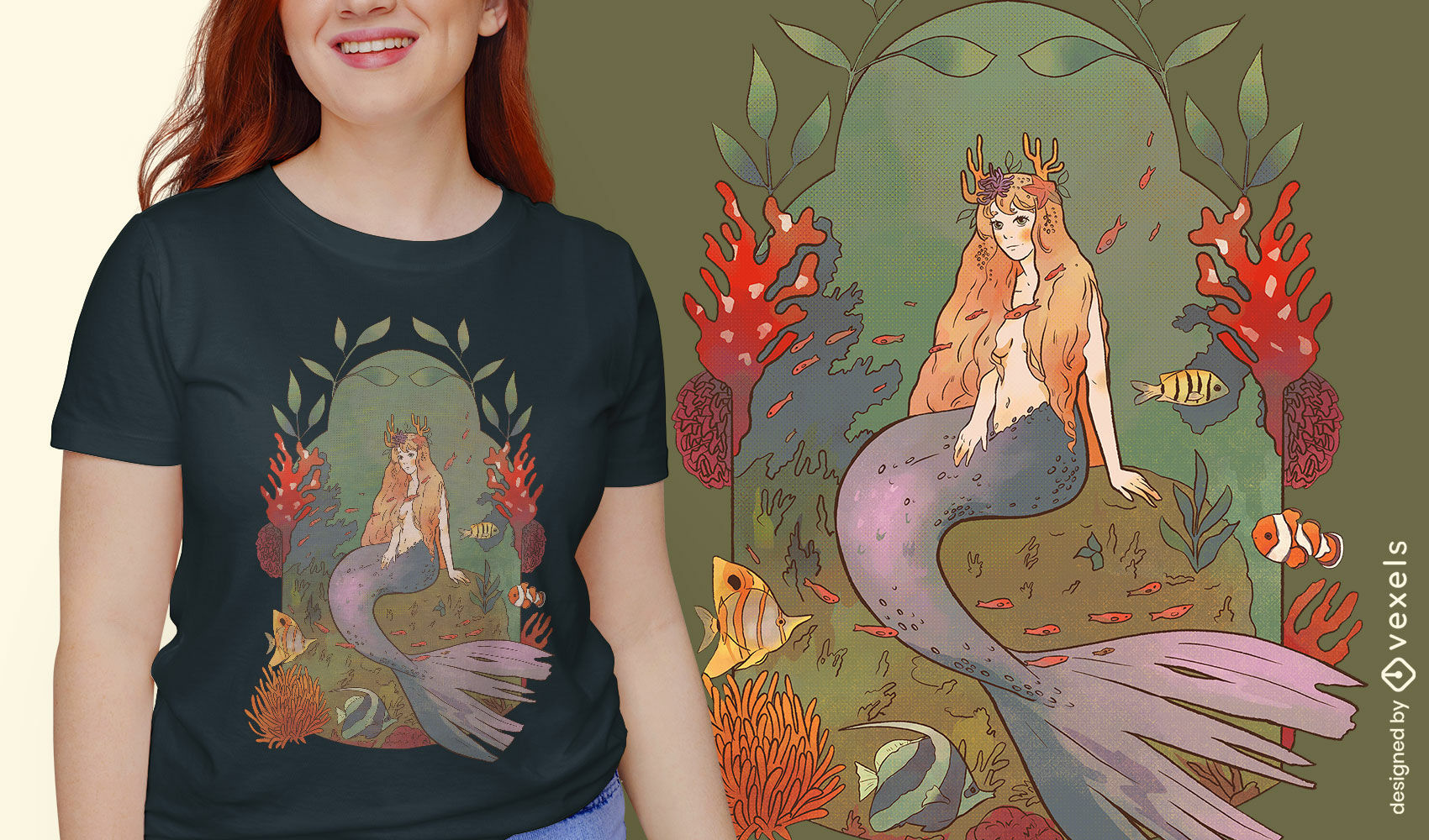 Fantasy mermaid t-shirt design