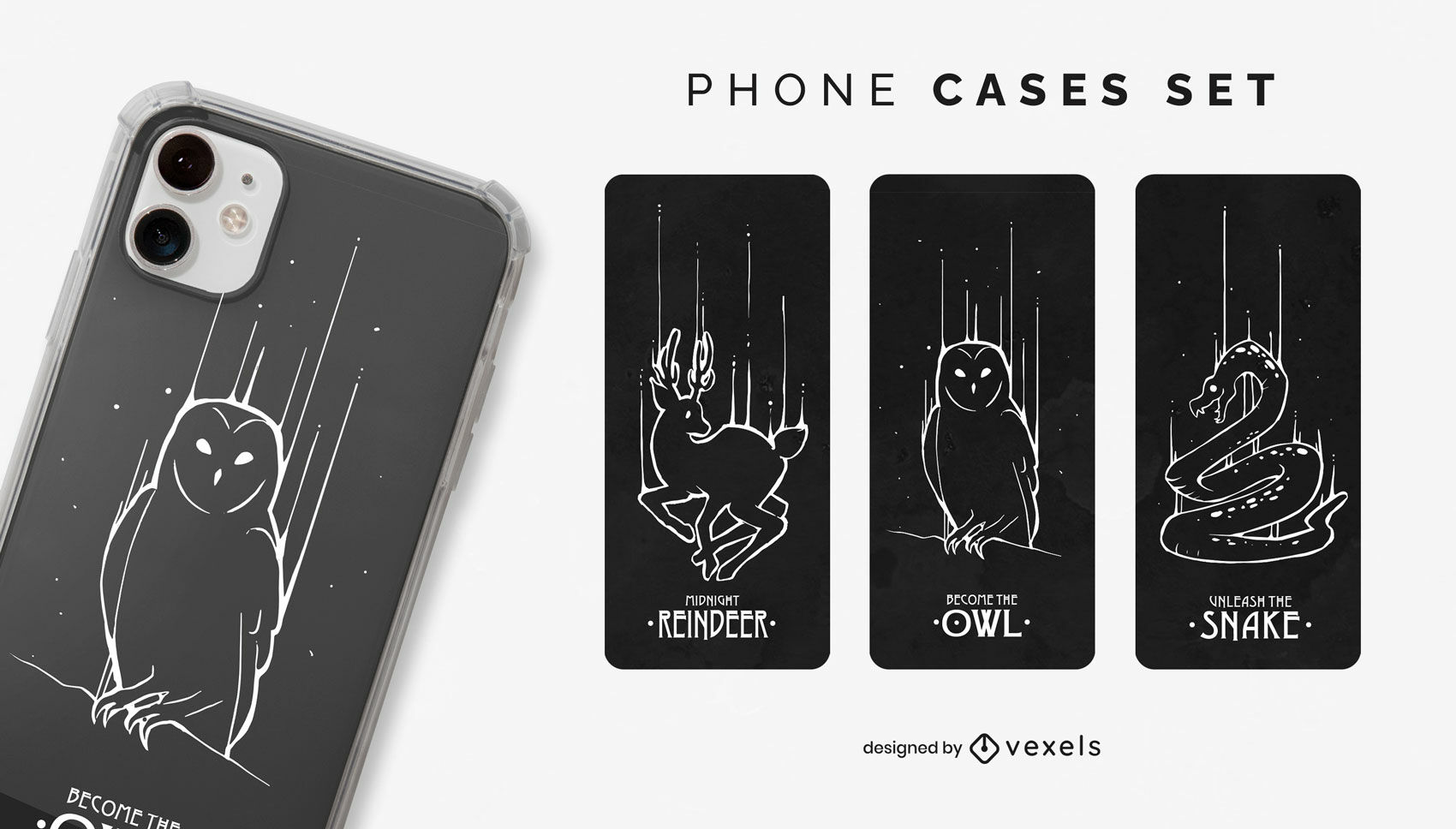 Animals line art phone case set