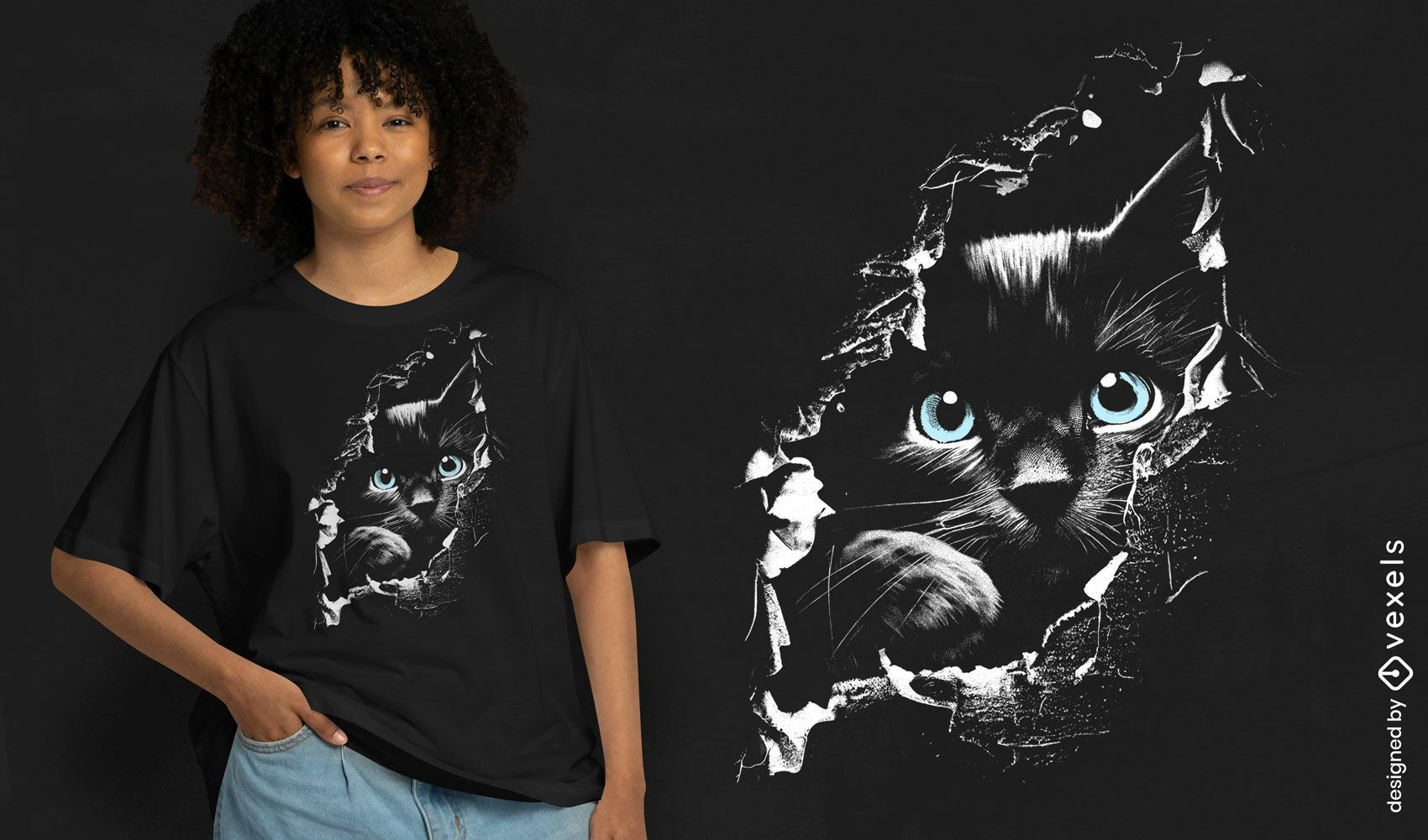 Emerging cat t-shirt design