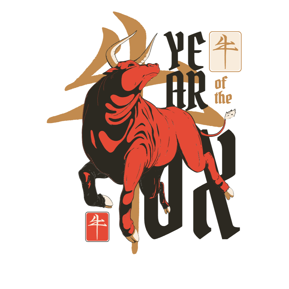 Chinese year bull editable t-shirt template | Create Online