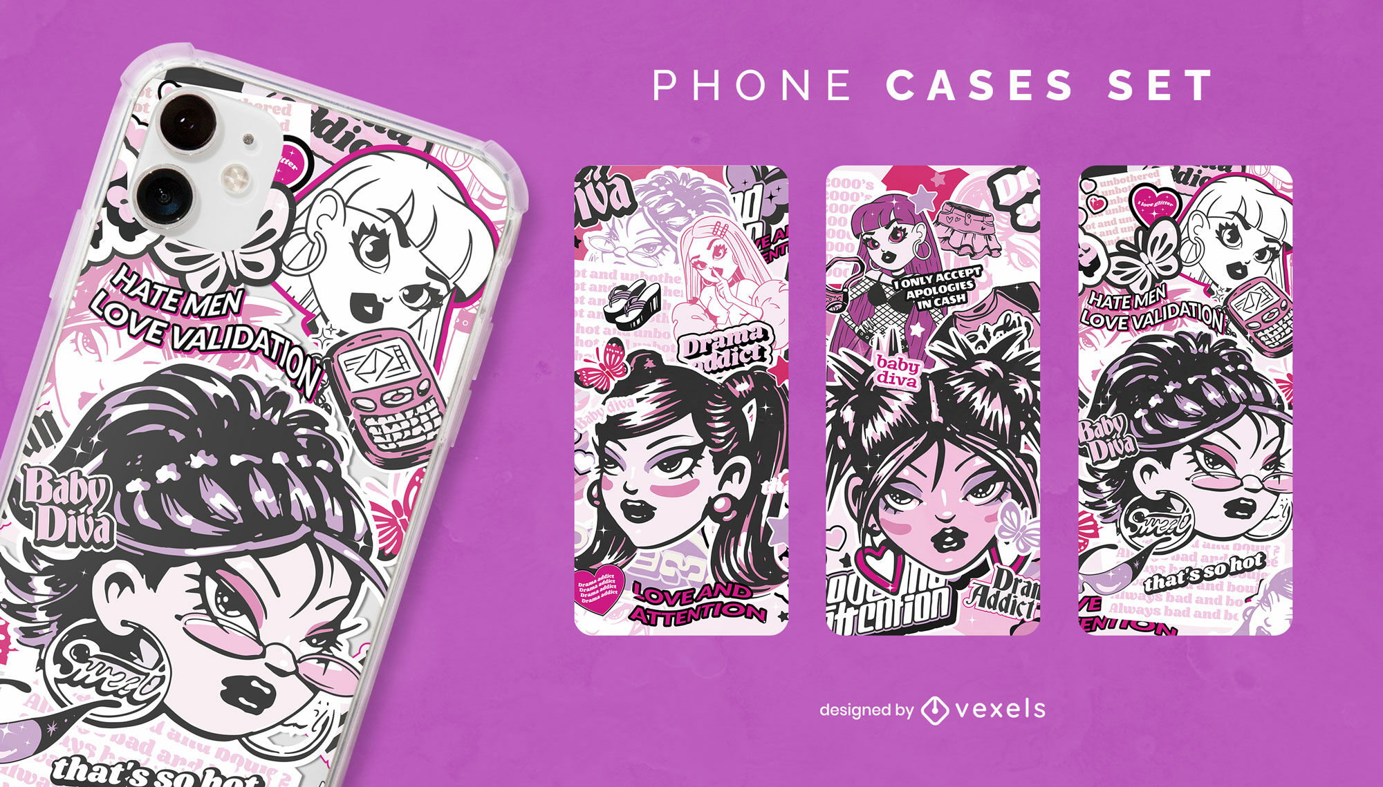 Y2K aesthetic phone case set