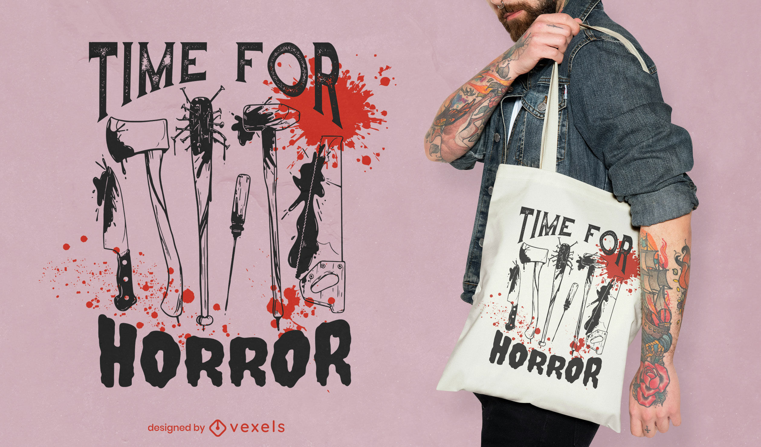 Horror weapons tote bag design