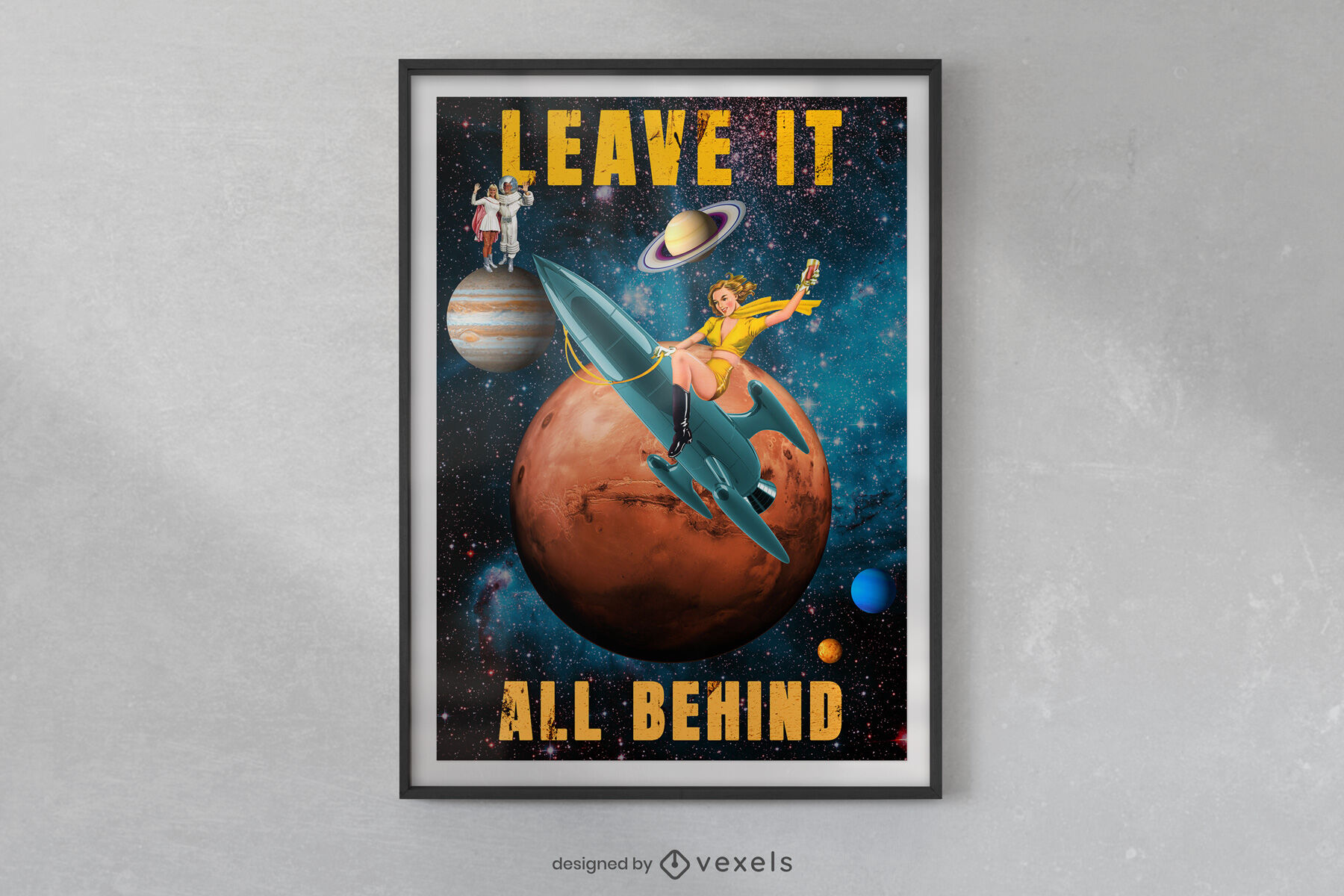 Vintage space collage poster design