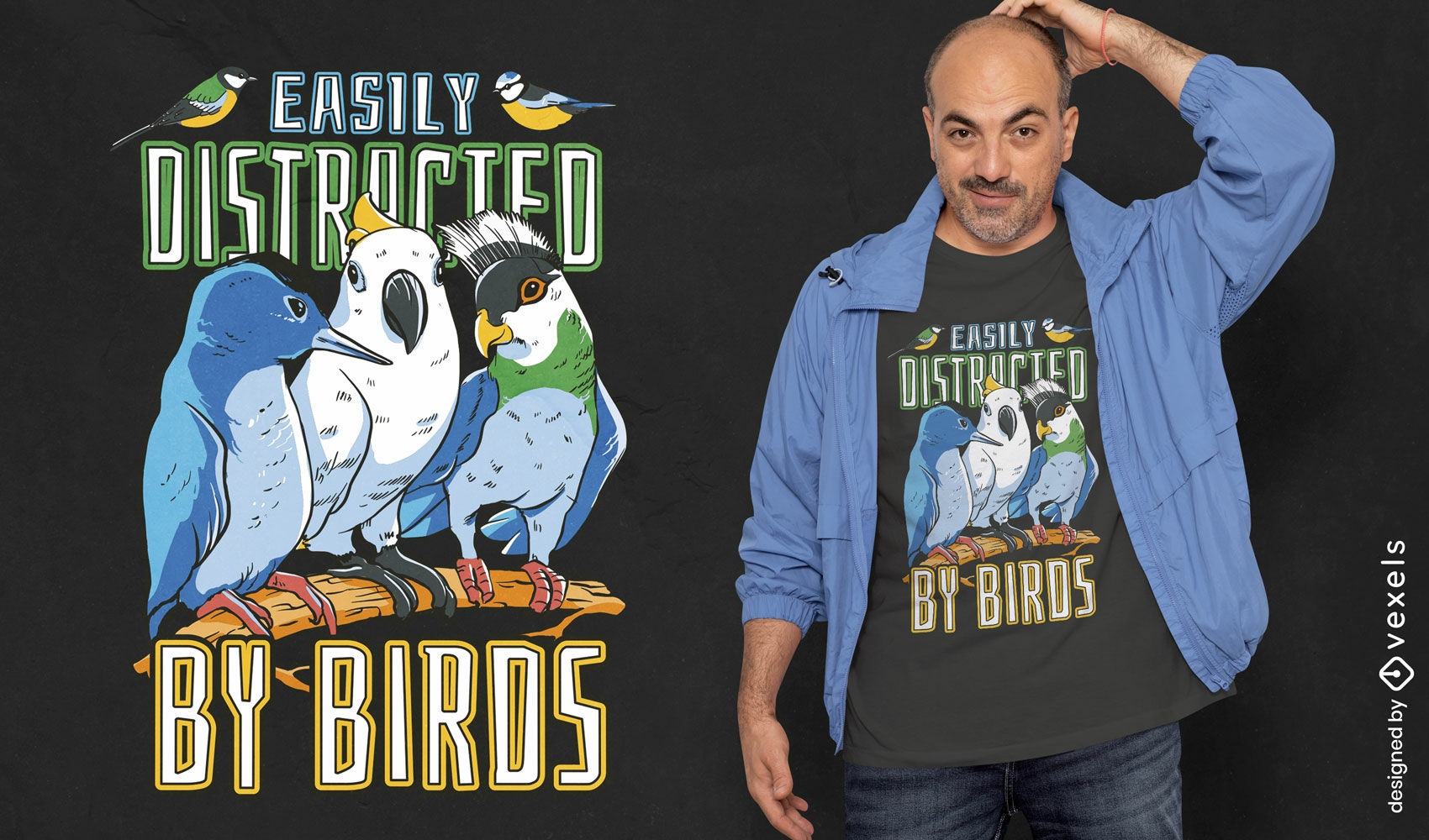 Distracted by birds t-shirt design