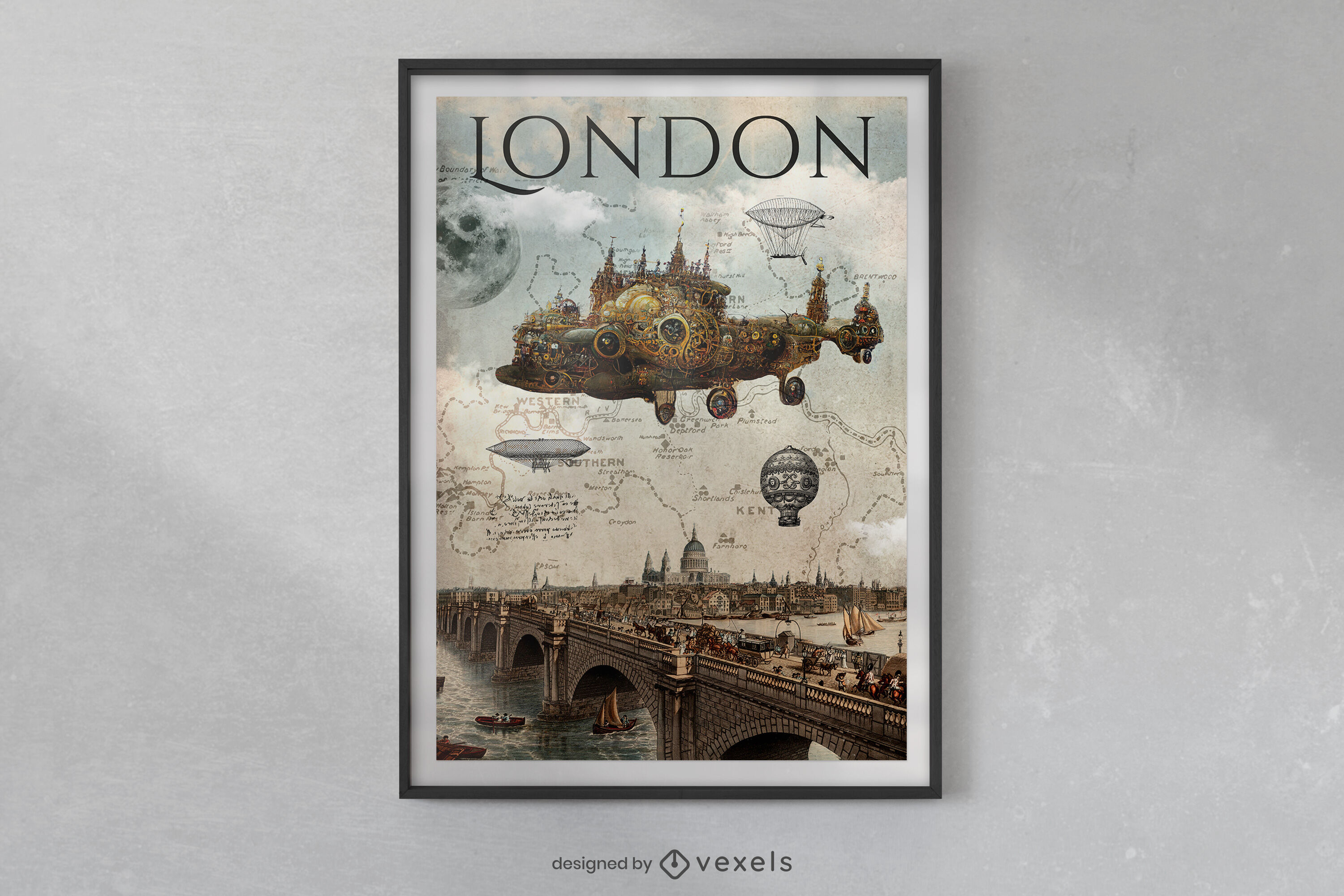 Steampunk London psd poster design