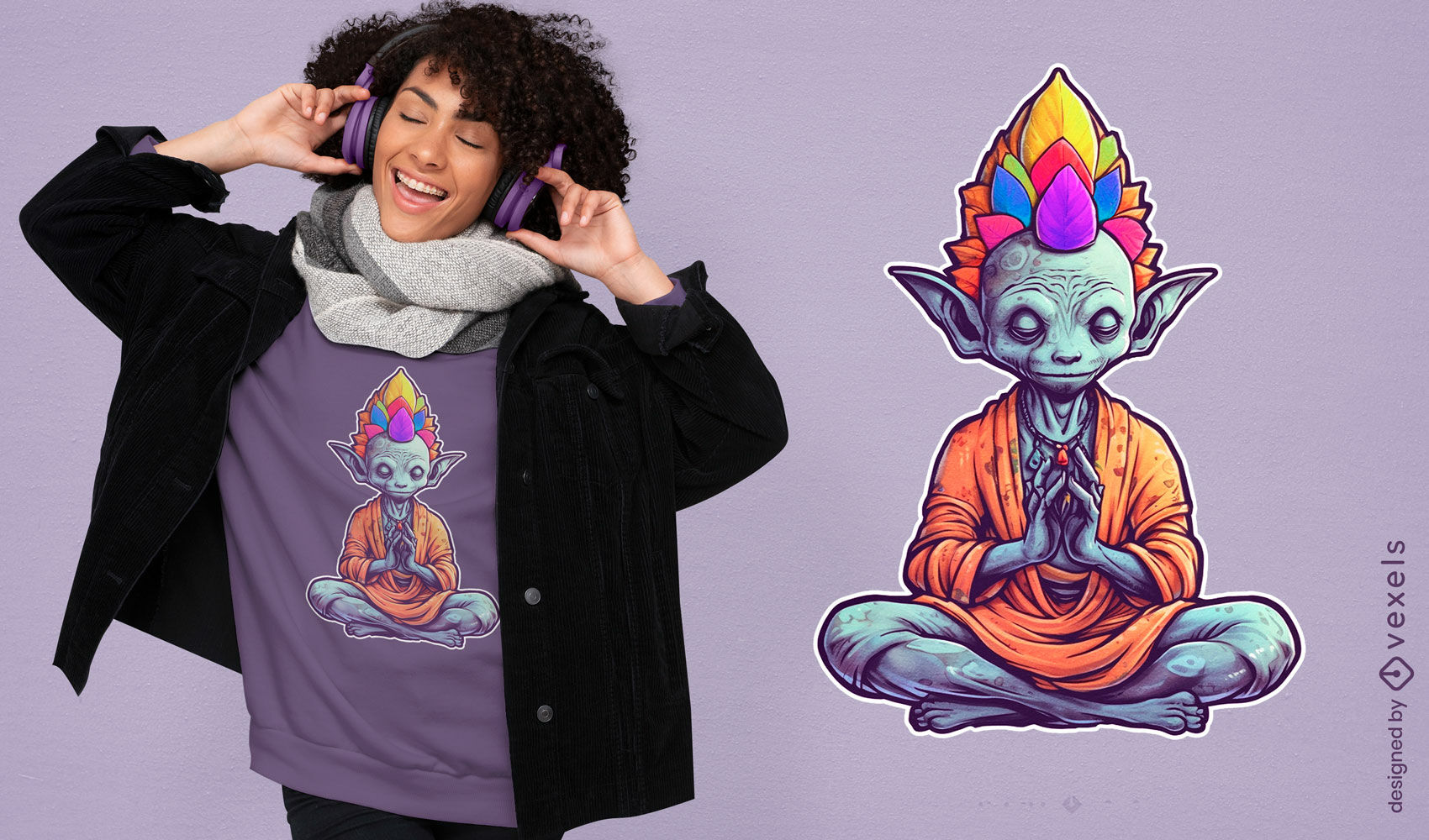 Meditating alien t-shirt design