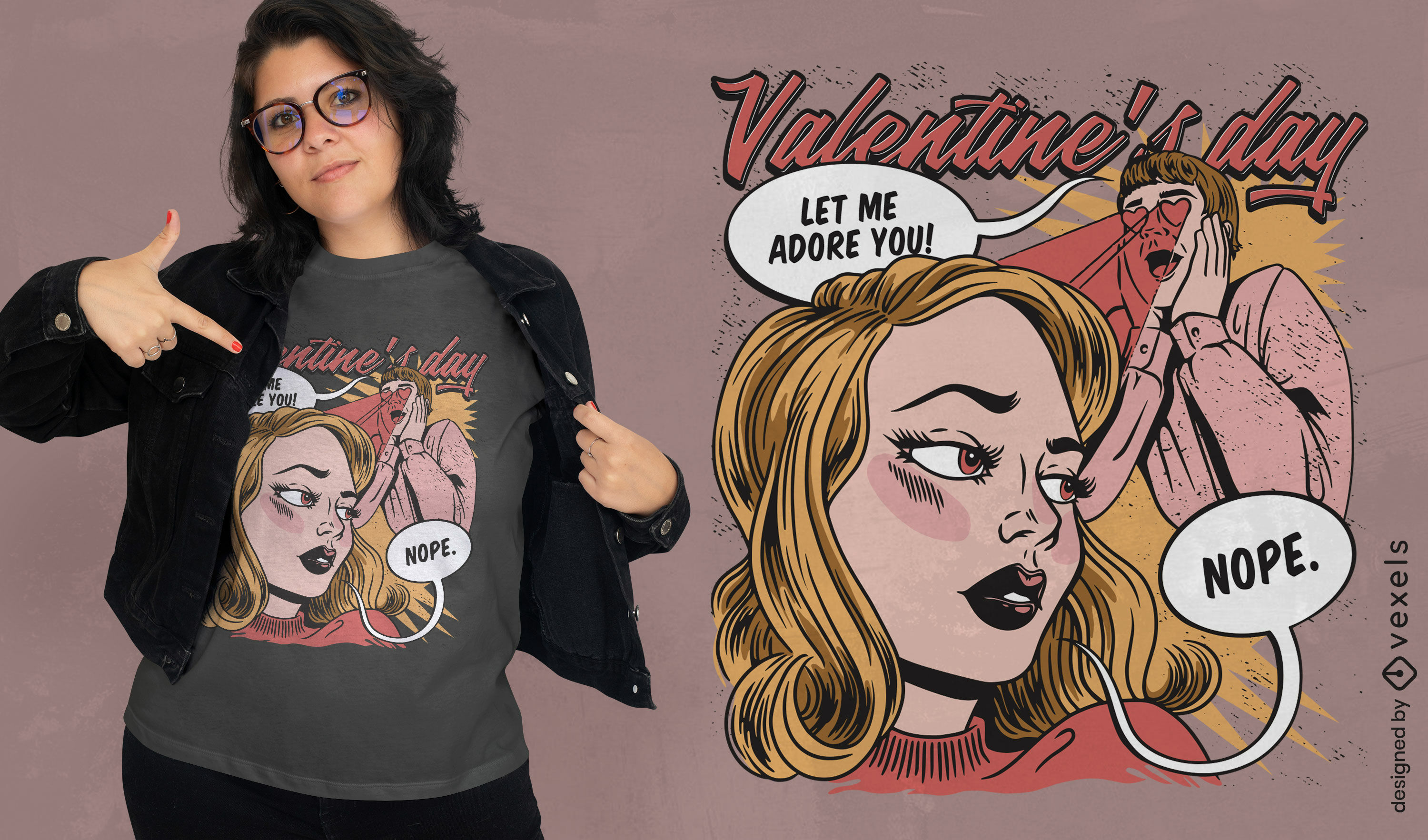 Anti valentines day feminist comic t-shirt design