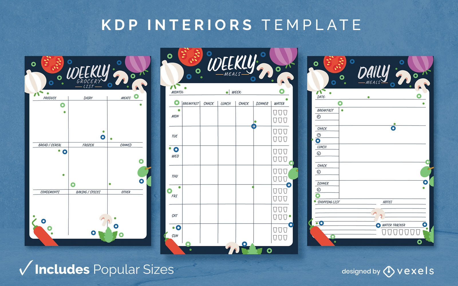 Meal planner cooking diary design template KDP