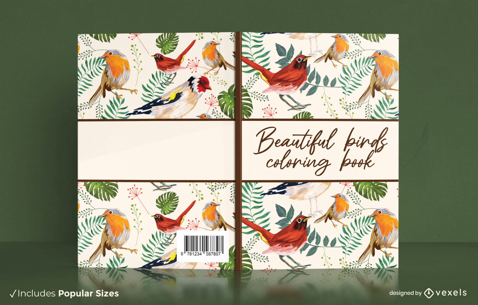 Realistic birds book cover design KDP