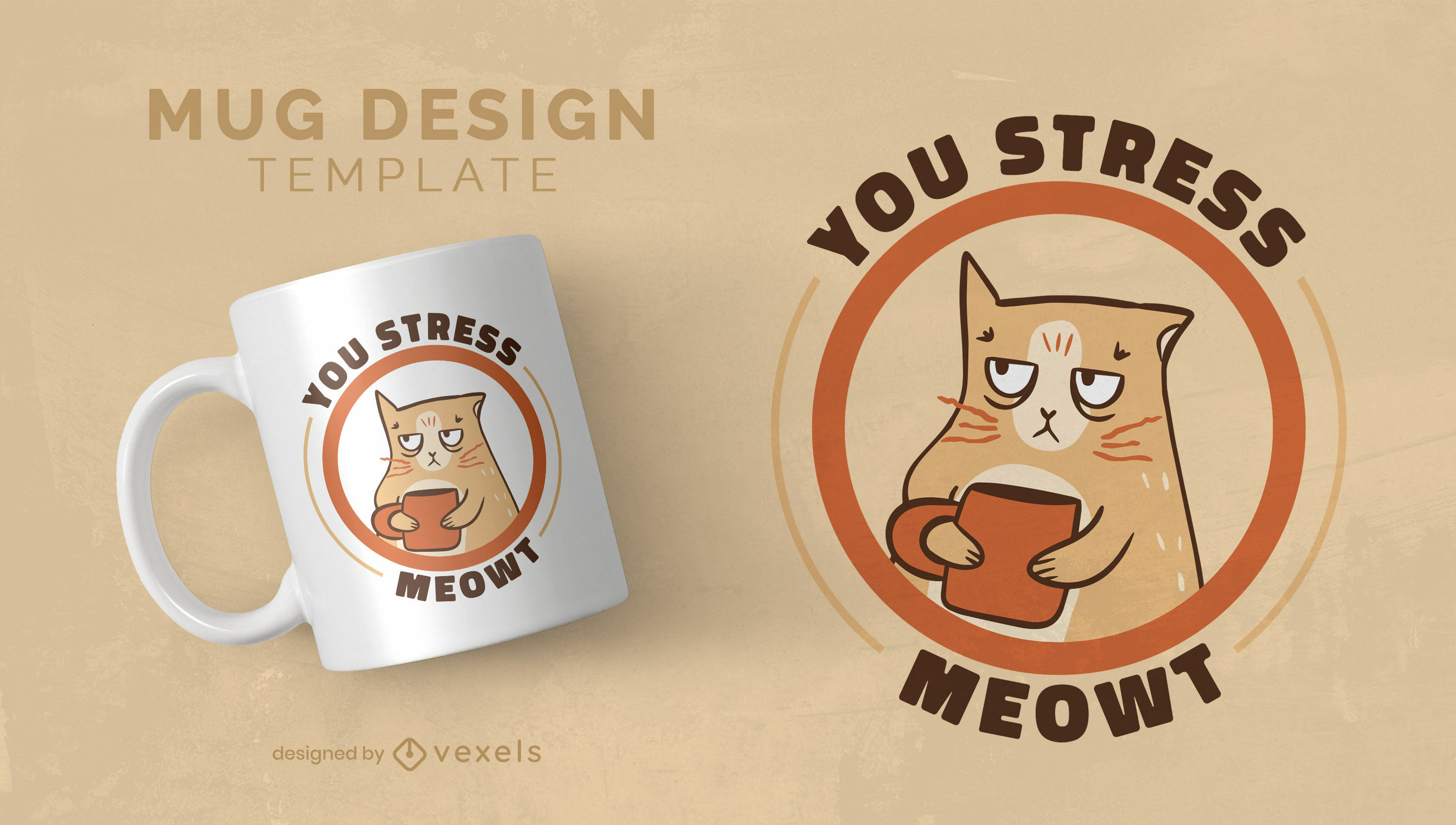 Stressed cat coffe cup mug design