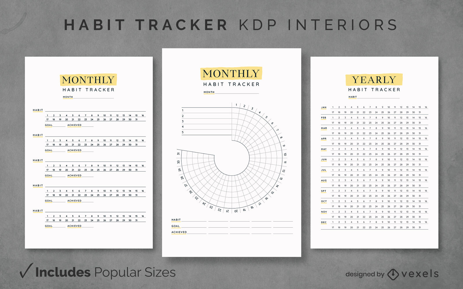 Habit tracker template KDP interior design