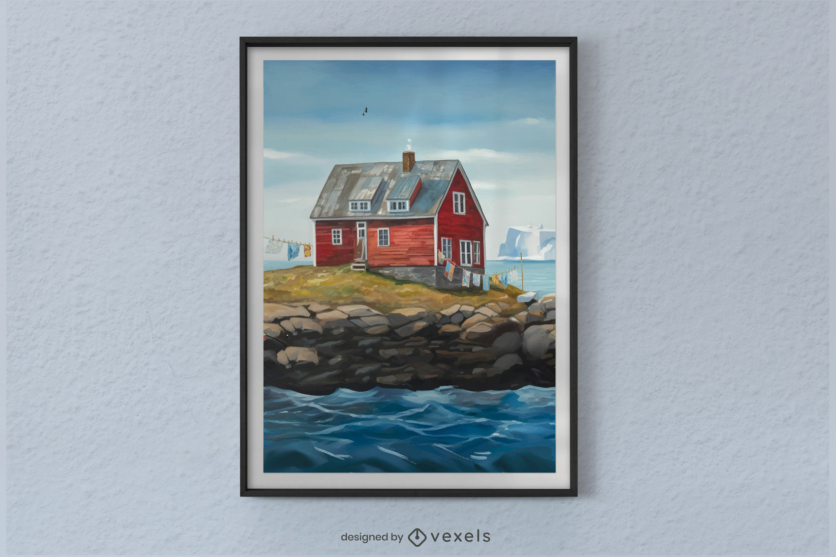 Red house painting poster design