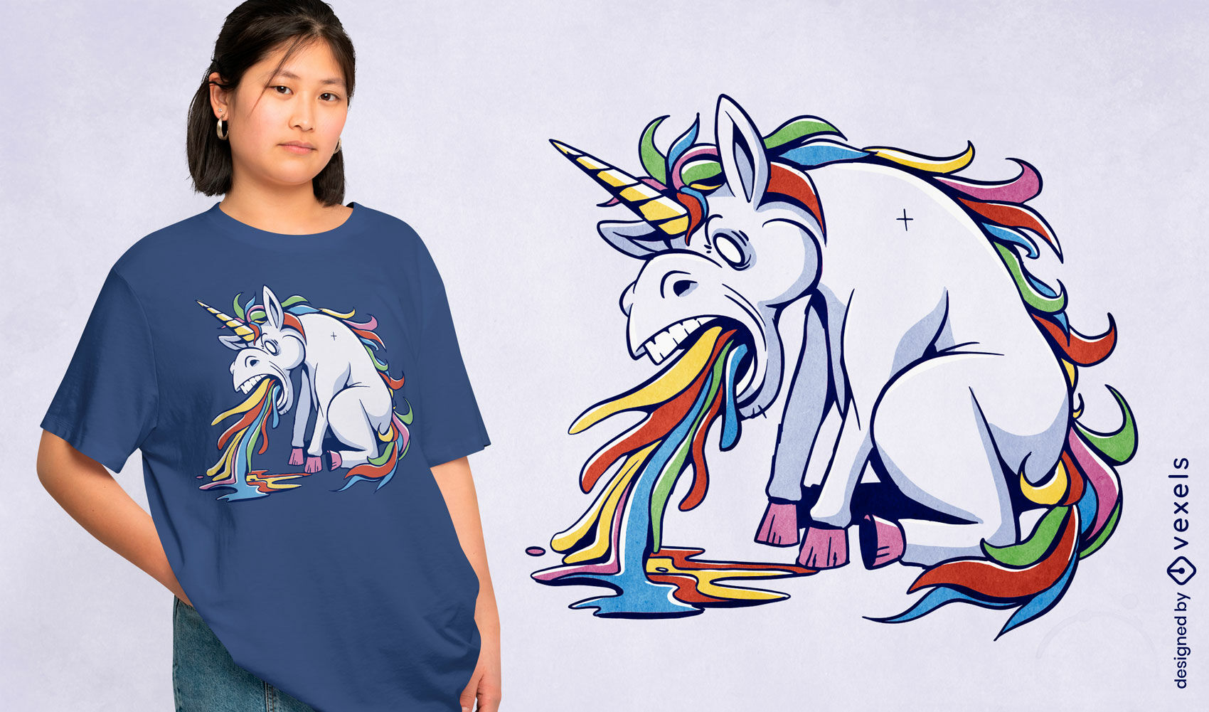 Unicorn vomiting rainbow t-shirt design