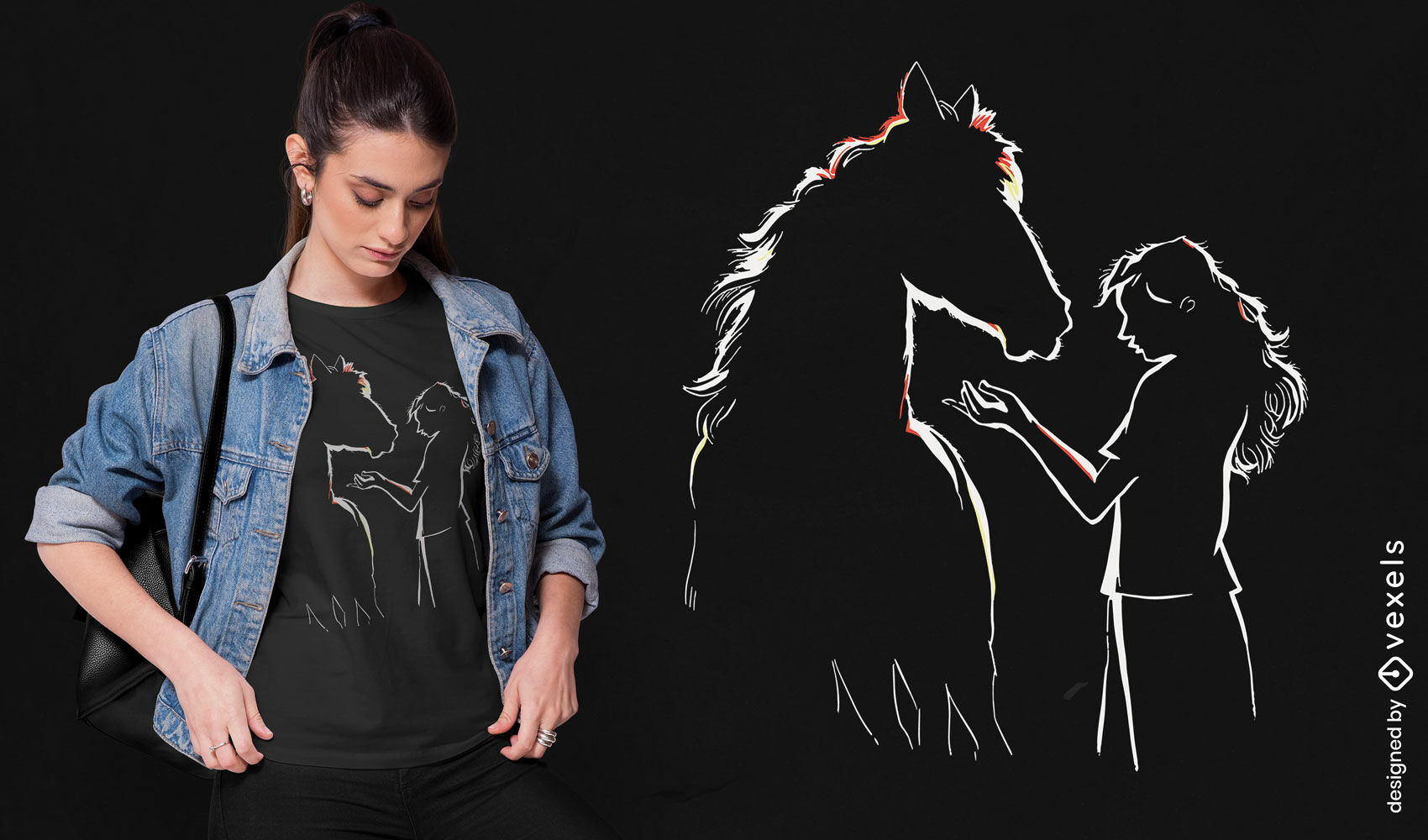 Horse girl silhouette t-shirt design