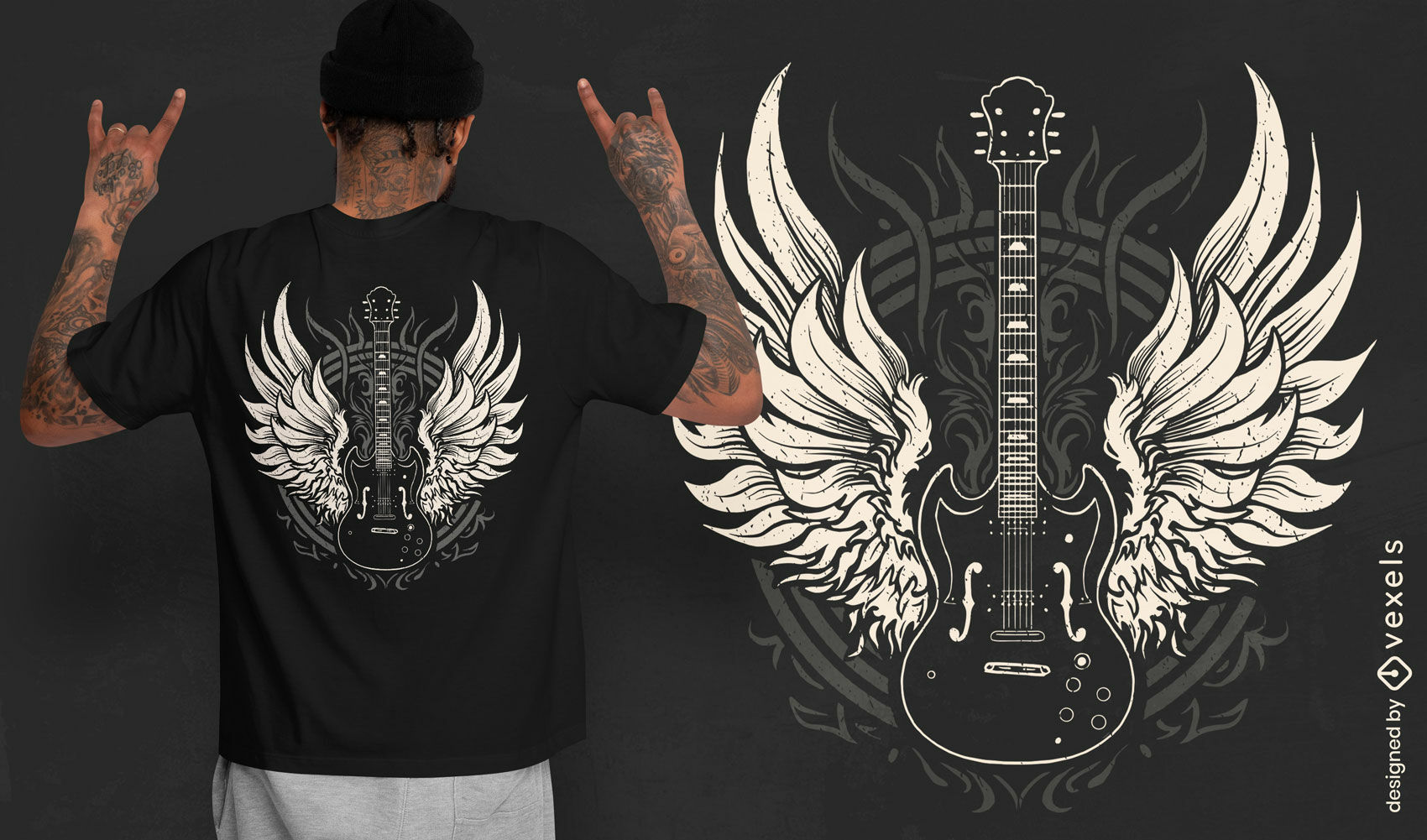 Rock and roll electric guitar t-shirt design