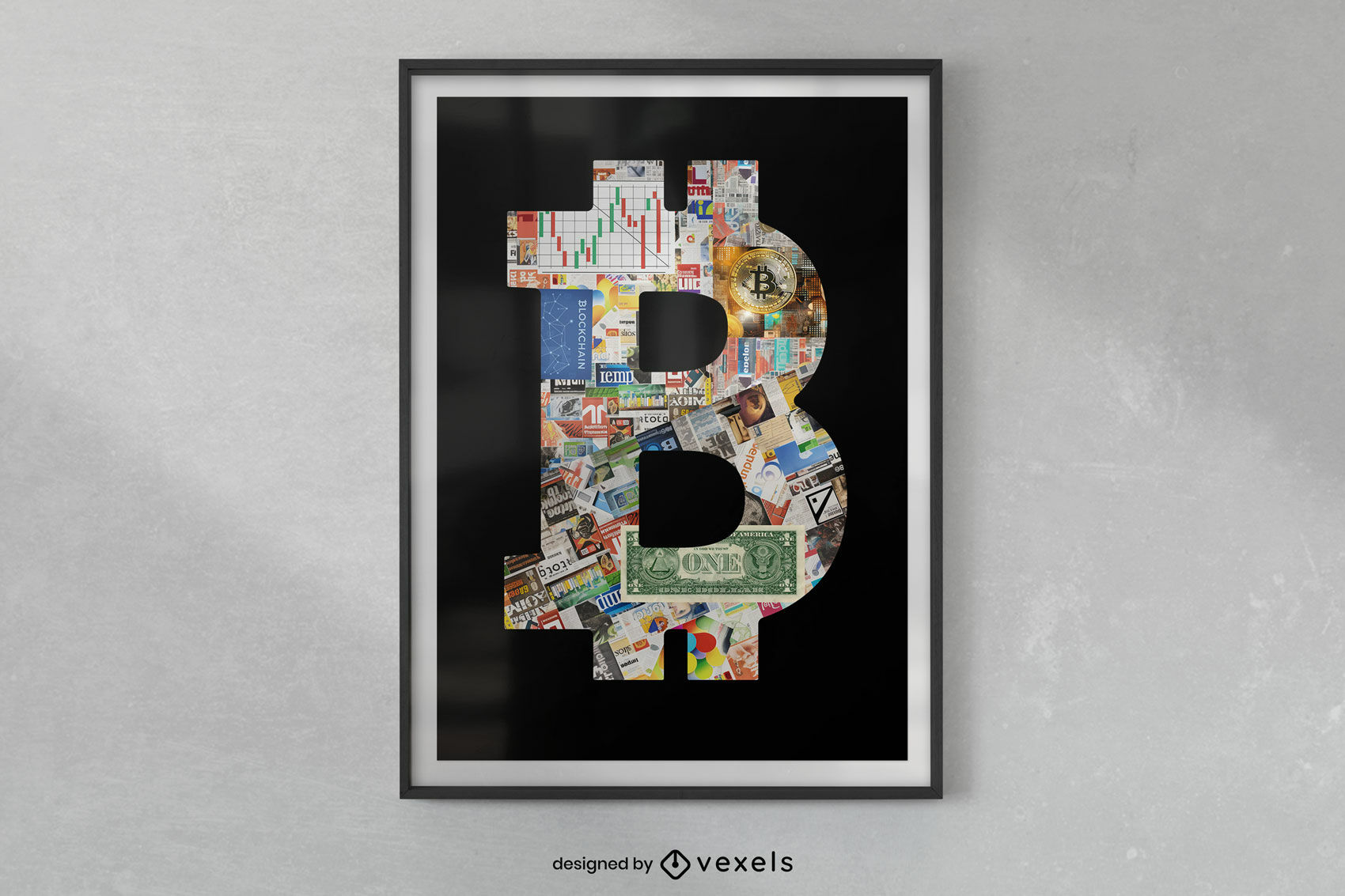 Bitcoin currency collage poster