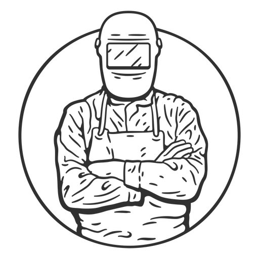 Illustration of a welder with arms crossed PNG Design