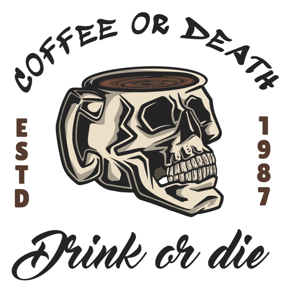 Skull coffee mug editable t-shirt template | Create Designs